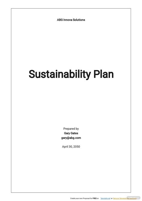 Editable Sustainability Plan Template